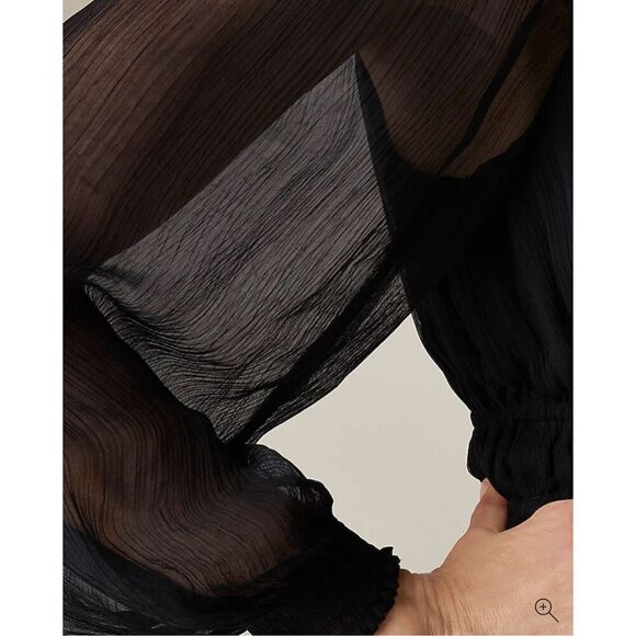 J.Crew Crinkle chiffon sheer long-sleeve dress in Black Size S NWT CF787 - Picture 3 of 11